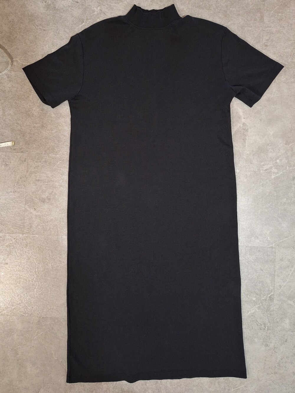 Zara Black Short-Sleeve Mock Neck Maxi Dress Size XL